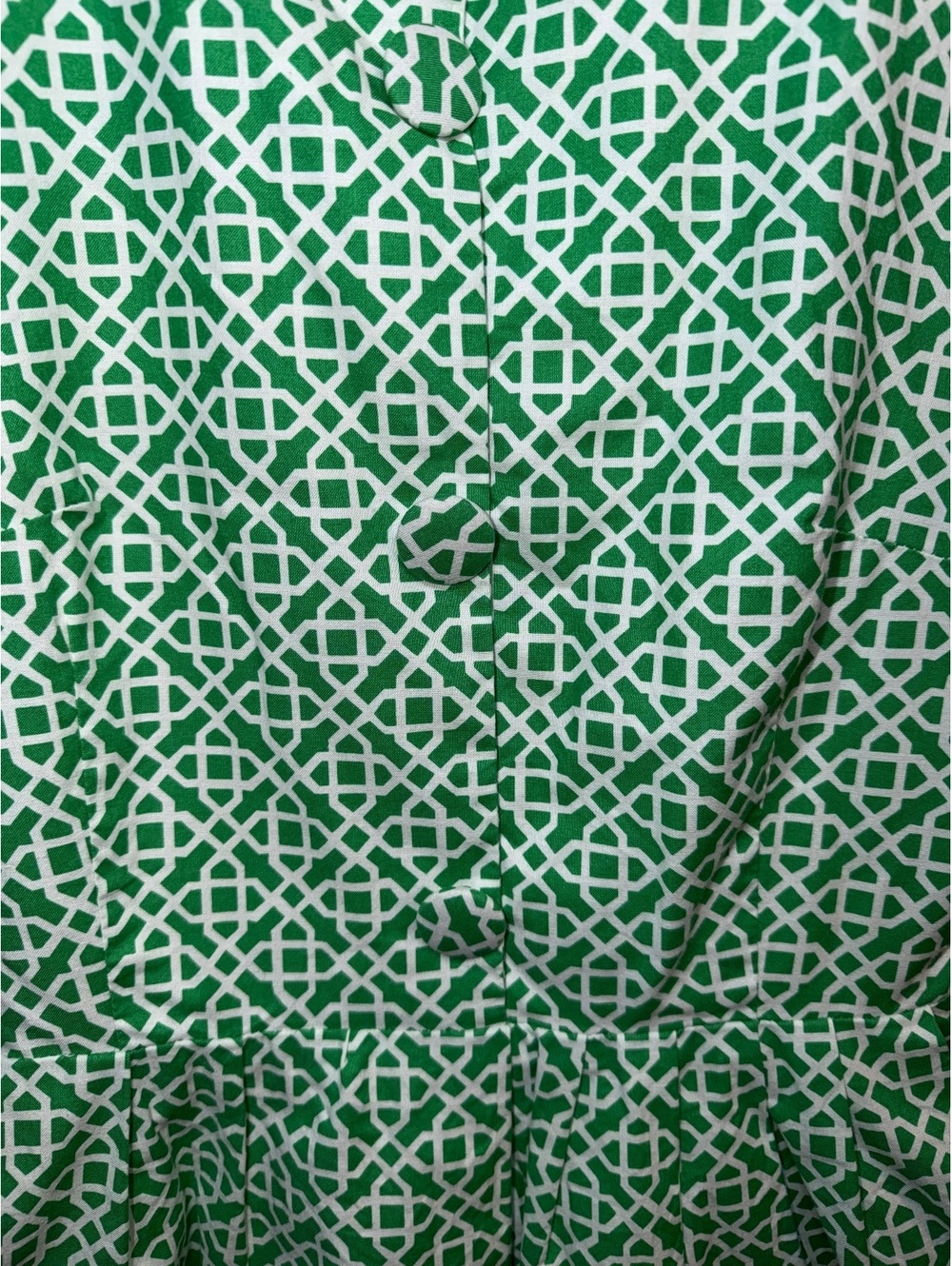LaRoque Green & White Trellis Geometric Pleated Dress, Fits Size 6/M, EUC - Picture 4 of 6